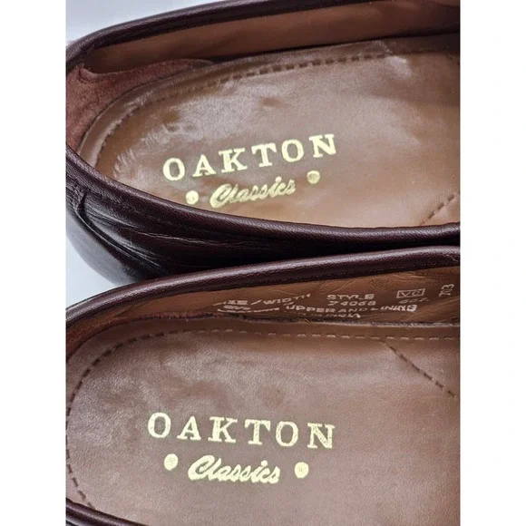 Oakton Classic Men Loafers 8.5 D Shoes Brown Leather Slip On Tassel Flats - Picture 7 of 13
